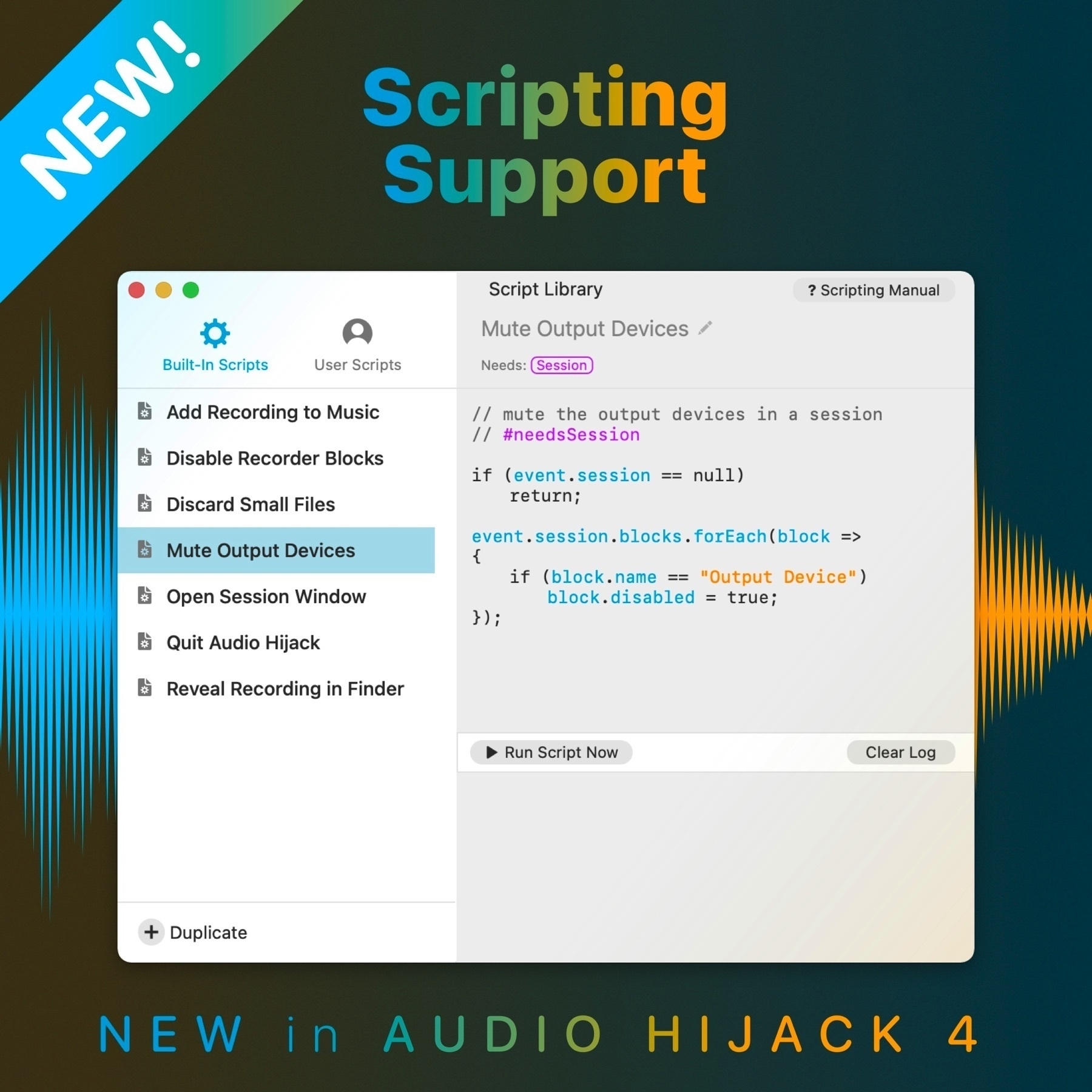 Audio Hijack 4’s new Script Library window